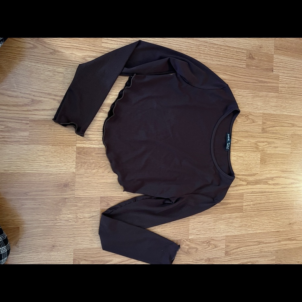 Cropped shein top, color brown, size small